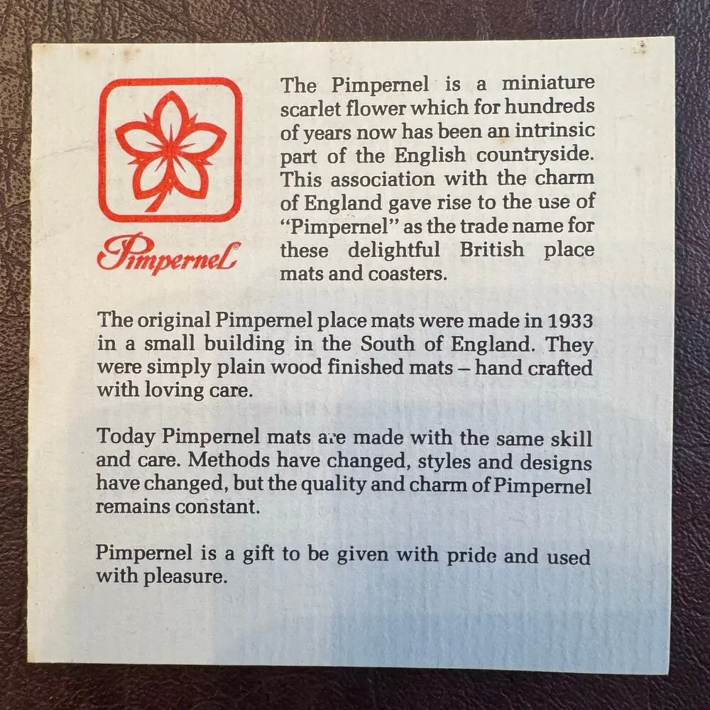 Vintage Pimpernel Coasters English Village Inns Cork Backed Set of 6 w/ Box